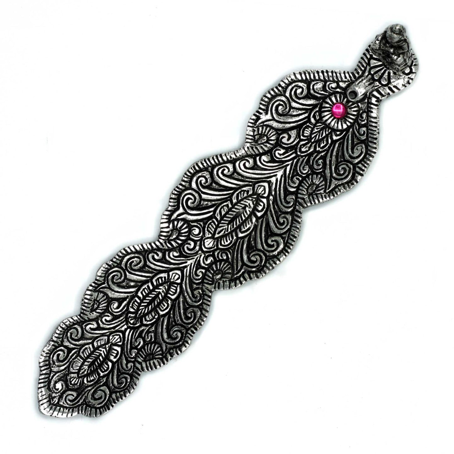 Polished Polished Aluminium Buddha Long Incense Holder 20cm featuring natural patterning and unique variations - Luna Panther