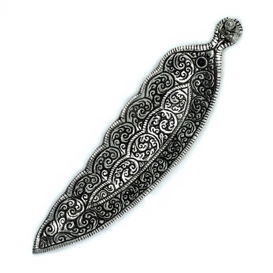 Polished Polished Aluminium Buddha Long Shaped Incense Holder 23cm featuring natural patterning and unique variations - Luna Panther
