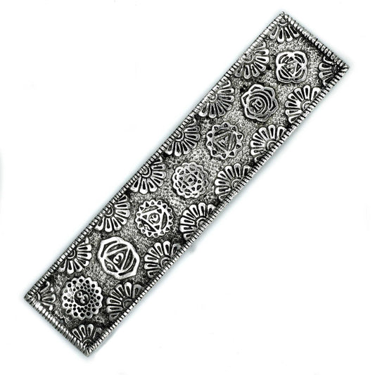 Polished Polished Aluminium Chakra Long Incense Holder 23cm featuring natural patterning and unique variations - Luna Panther