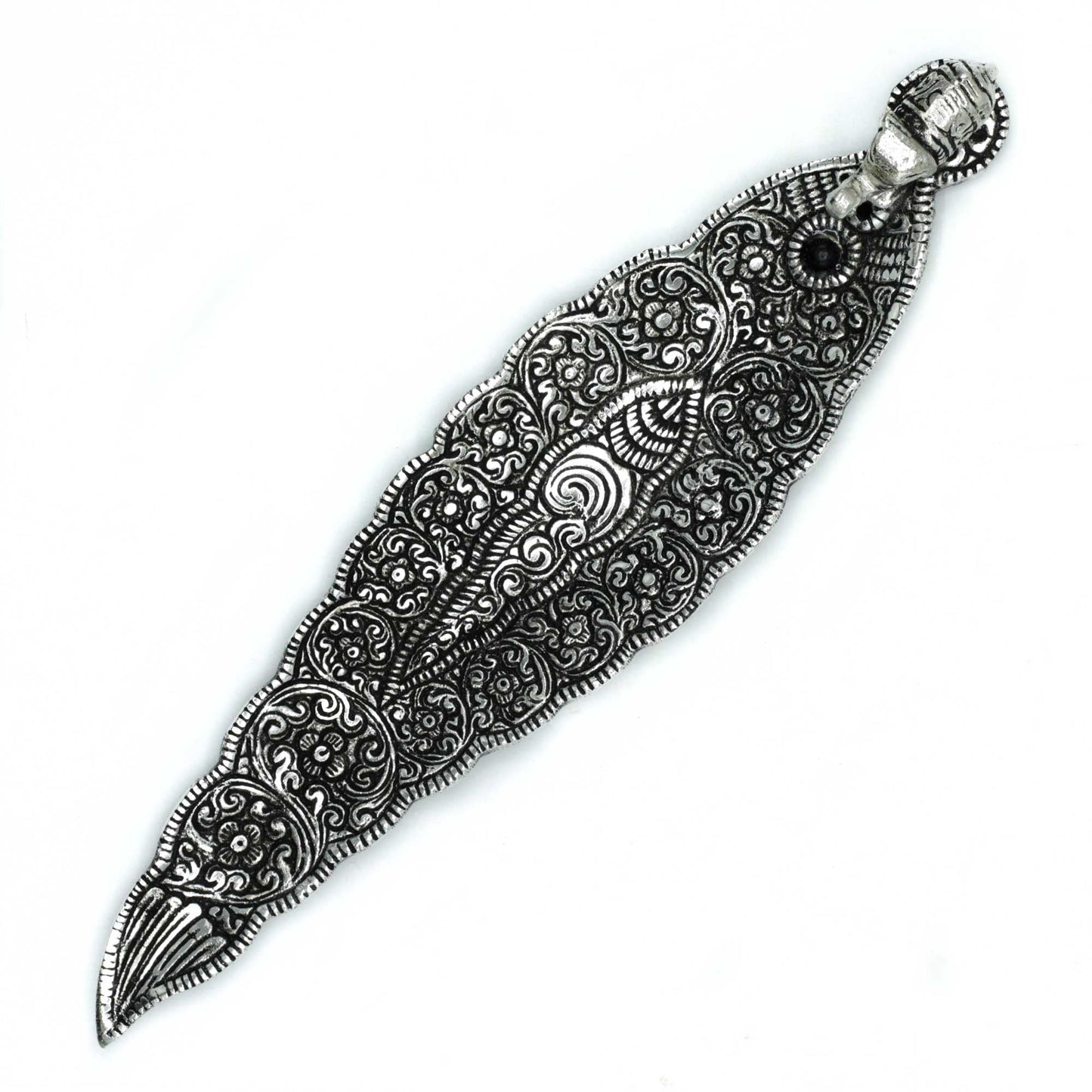 Polished Polished Aluminium Elephant Long Incense Holder 20cm featuring natural patterning and unique variations - Luna Panther