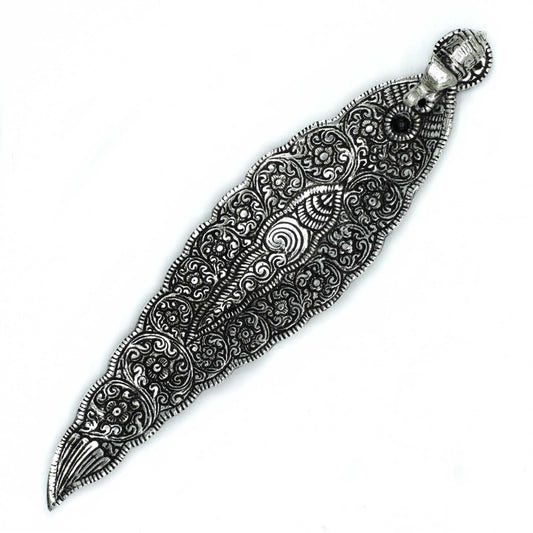 Polished Polished Aluminium Elephant Long Incense Holder 20cm featuring natural patterning and unique variations - Luna Panther