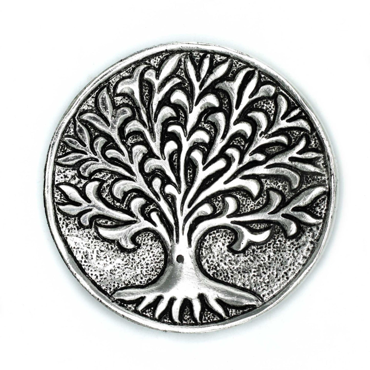 Polished Polished Aluminium Tree of Life Incense Holder 10cm featuring natural patterning and unique variations - Luna Panther