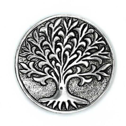 Polished Polished Aluminium Tree of Life Incense Holder 10cm featuring natural patterning and unique variations - Luna Panther