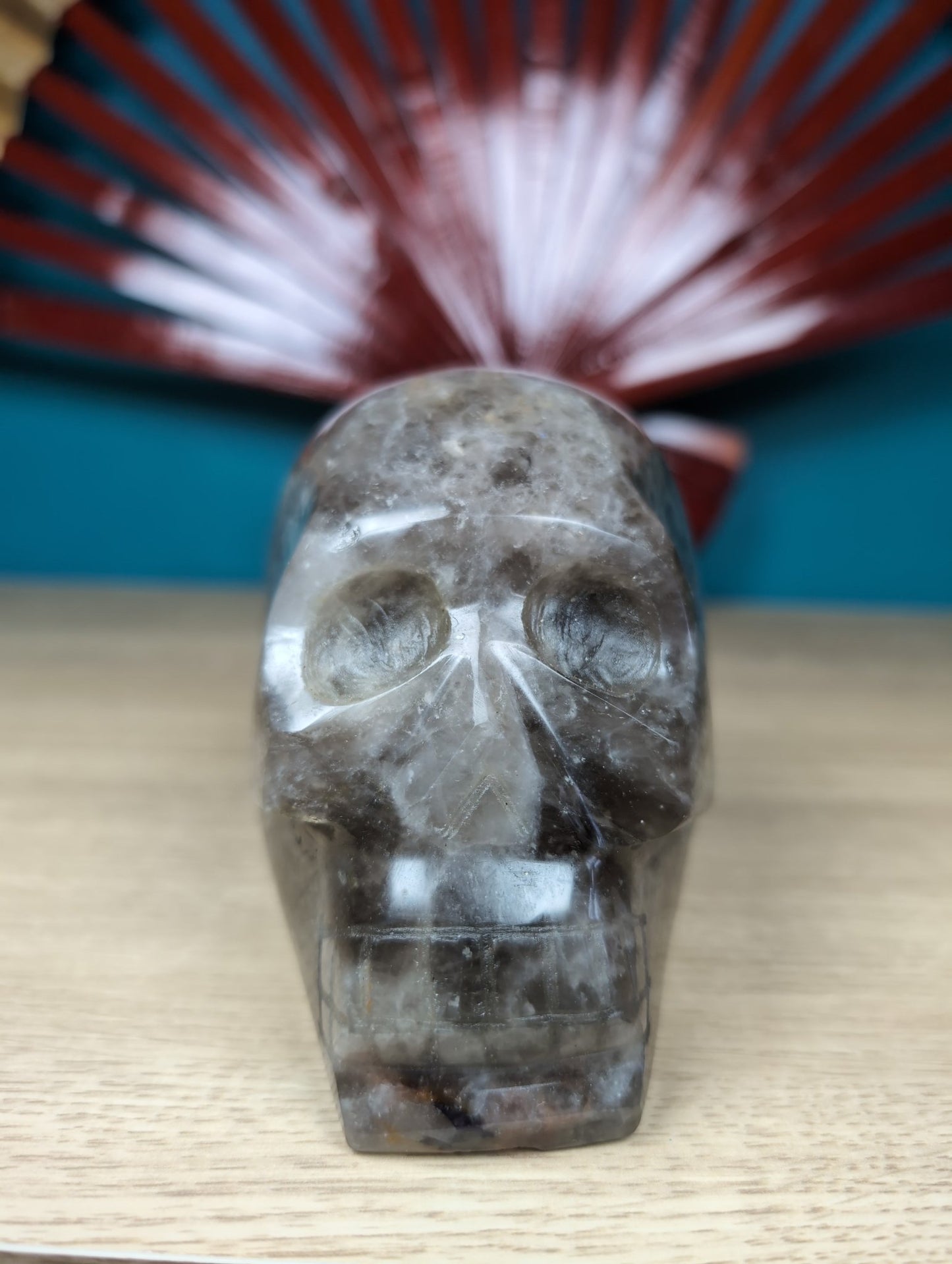 Polished Polished Morion Smokey Quartz Skull Carved in Madagascar 1440g featuring natural patterning and unique variations - Luna Panther
