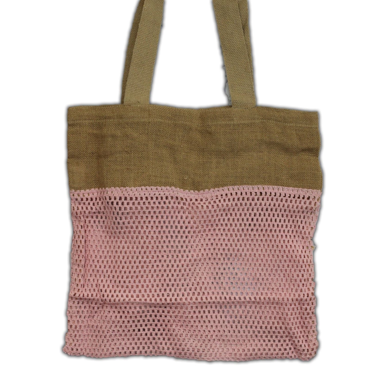 Polished Pure Soft Jute and Cotton Mesh Bag - Rose featuring natural patterning and unique variations - Luna Panther