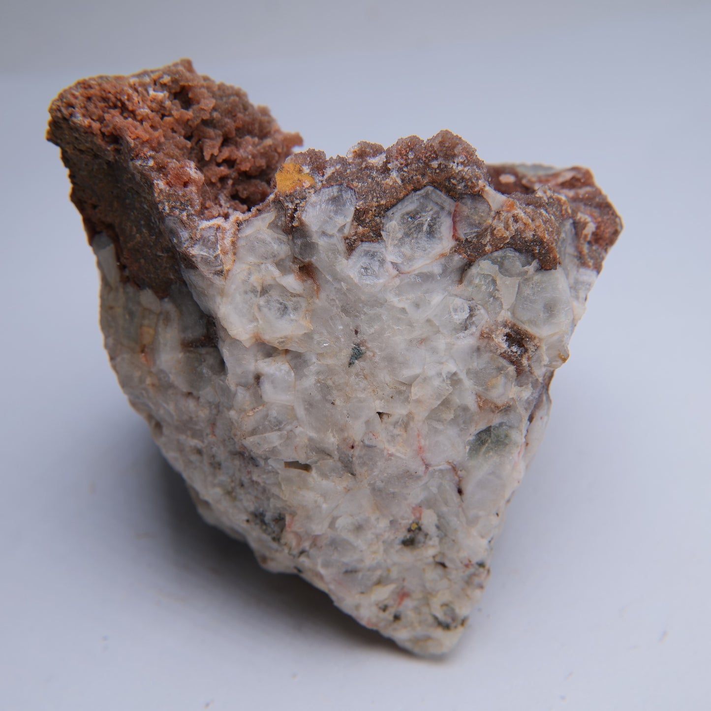 Quartz on jasper specimen from Botallack Mine, Cornwall, 336g