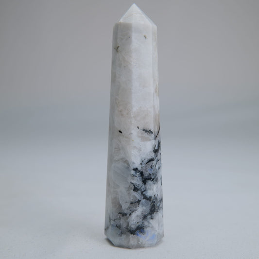 Rainbow Moonstone Obelisk 73g 95mm - Luna Panther