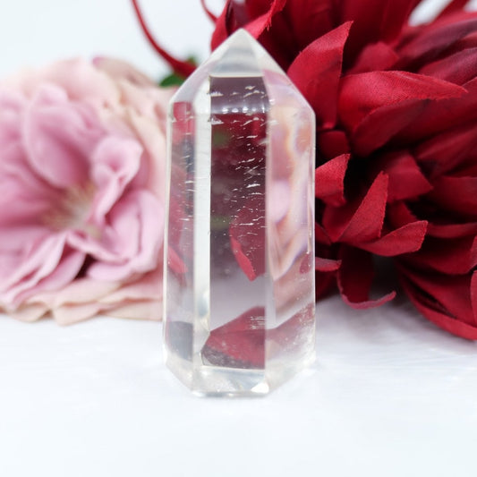 Polished Rare Optic Quartz Point - 102g featuring natural patterning and unique variations - Luna Panther