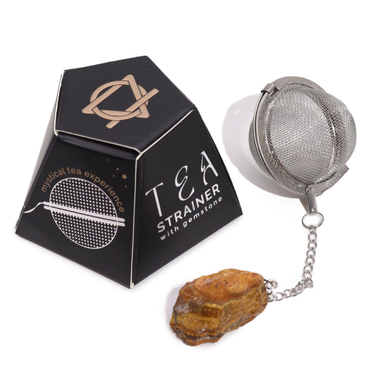 Raw Crystal Gemstone Tea Strainer - Gold Tigers Eye - Luna Panther