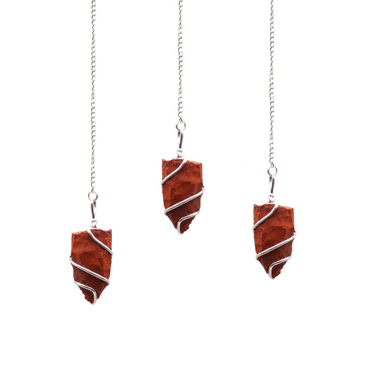 Natural Raw Gemstone Pendulum - Red Jasper featuring earthy patterns and matte-gloss finish - Luna Panther