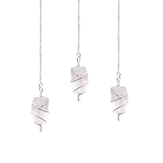 Natural Raw Gemstone Pendulum - Rock Quartz featuring natural patterning and unique variations - Luna Panther