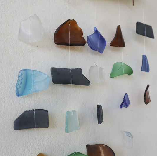 Recycled Glass Wind Chime - Simple Hanging Five Strings - Multi - Luna Panther alternate view