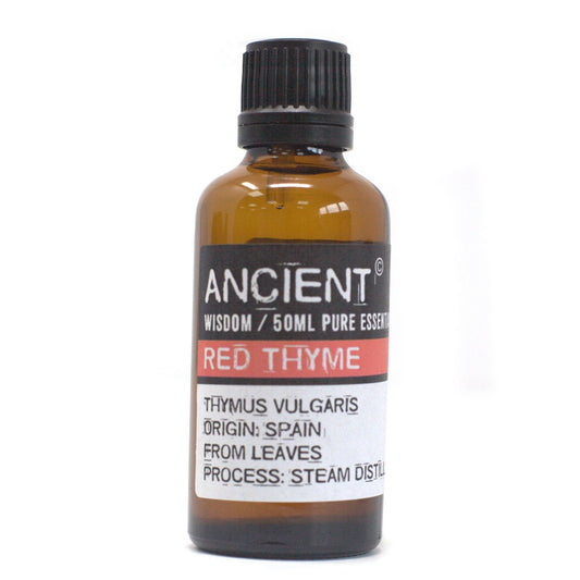 Polished Red Thyme Essential Oil 50ml featuring natural patterning and unique variations - Luna Panther