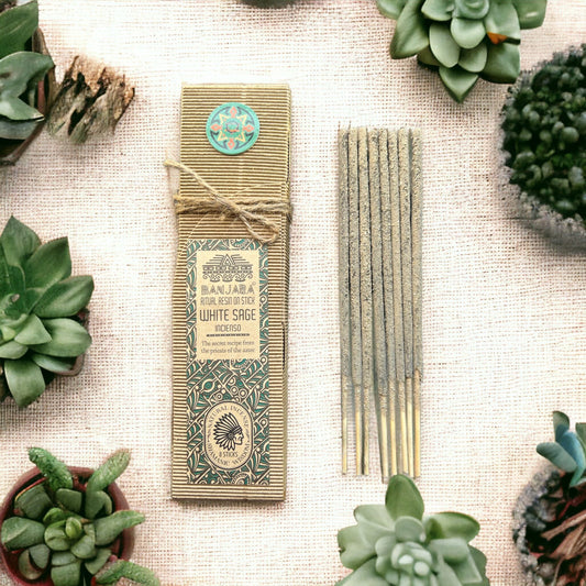 Polished Ritual Resin on Stick - White Sage featuring natural patterning and unique variations - Luna Panther