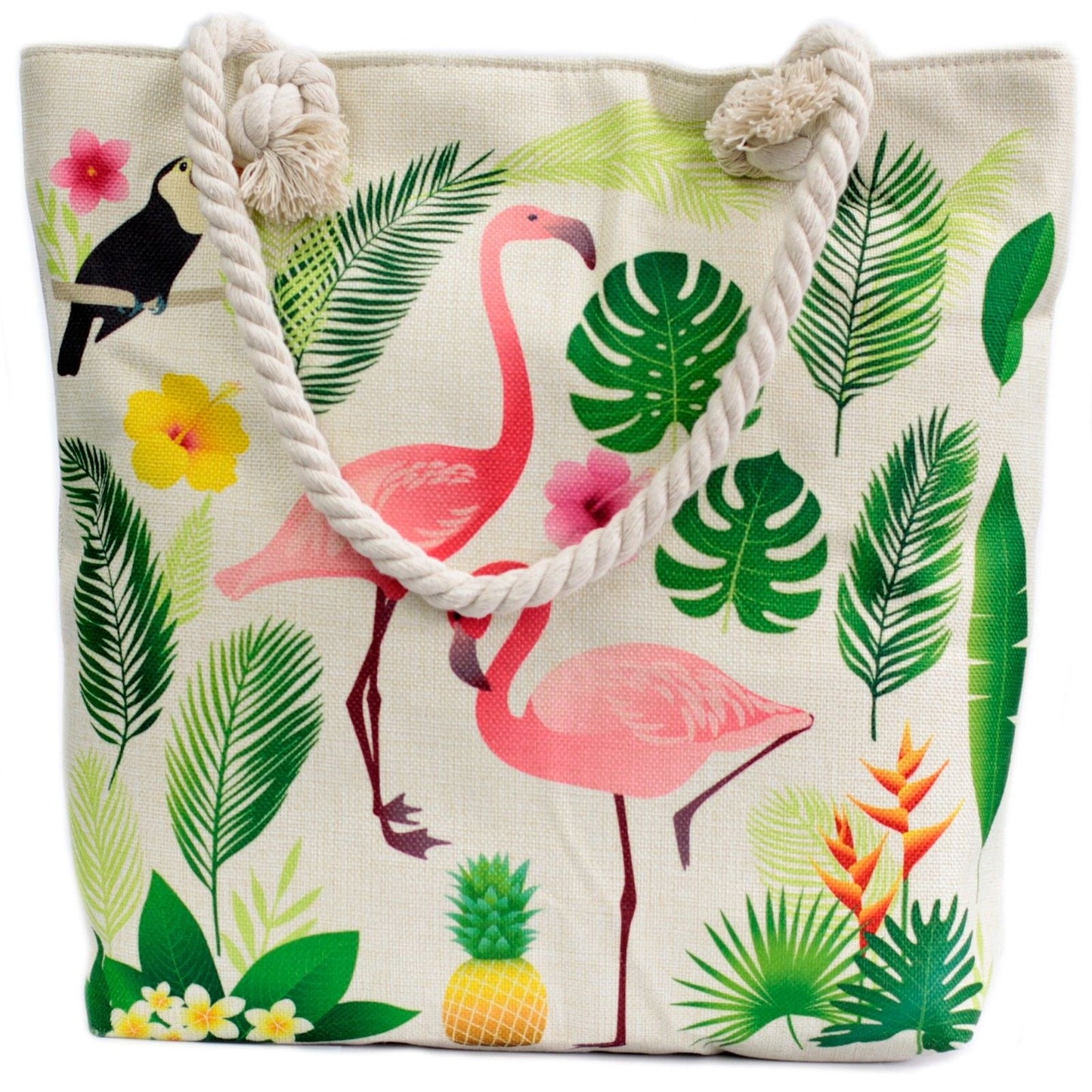 Polished Rope Handle Bag - Flamingo & More featuring natural patterning and unique variations - Luna Panther