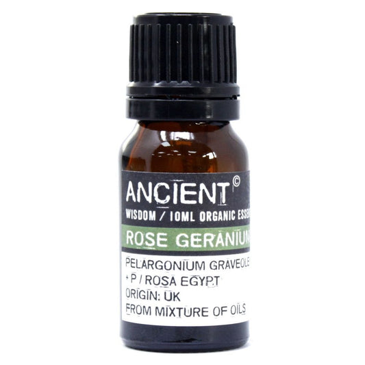 Polished Rose Geranium Organic Essential Oil 10ml featuring natural patterning and unique variations - Luna Panther