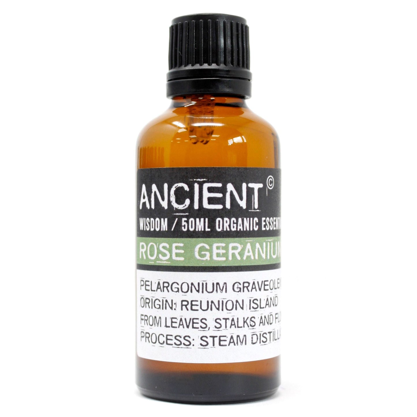 Polished Rose Geranium Organic Essential Oil 50ml featuring natural patterning and unique variations - Luna Panther