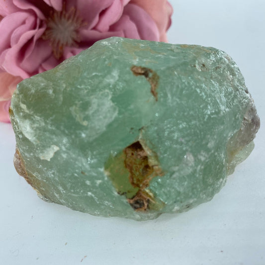 Natural Rough Fluorite 206 Grams featuring banded green‑purple hues and glassy clarity - Luna Panther alternate view