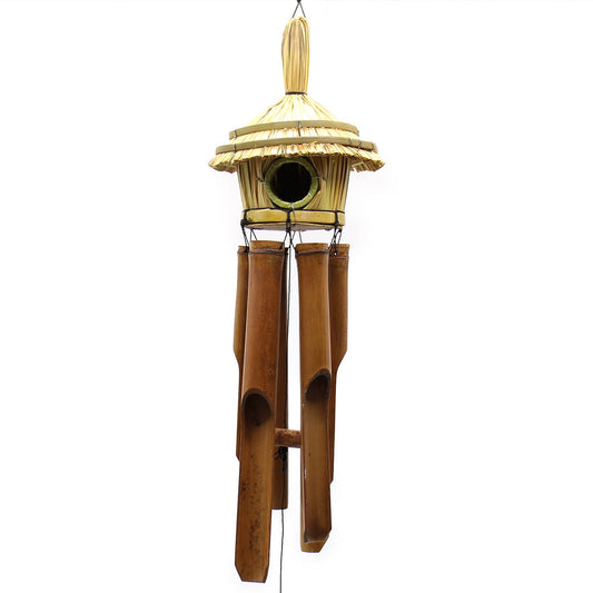 Round Seagrass Bird Box with Chimes 45x17cm - Luna Panther alternate view