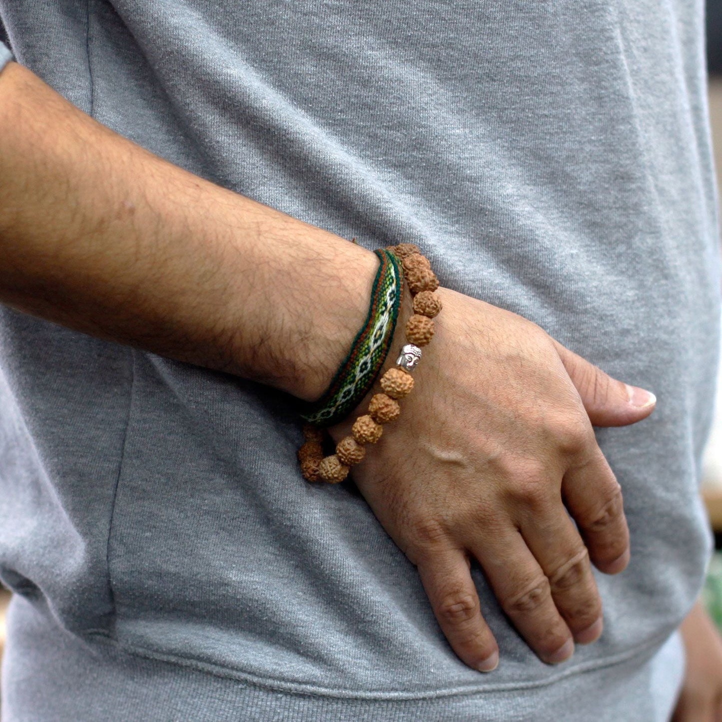Rudraksha Buddha Bangle Mala - Natural - Luna Panther