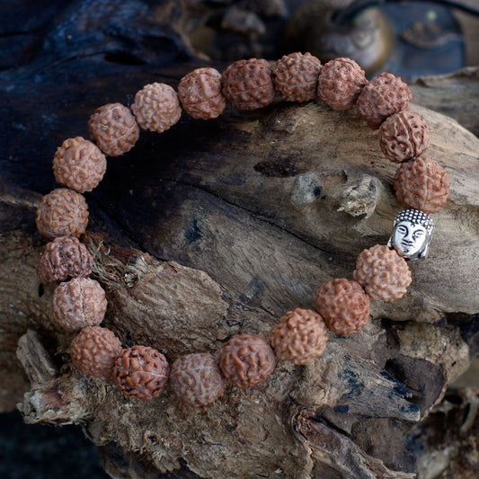 Rudraksha Buddha Bangle Mala - Natural - Luna Panther alternate view