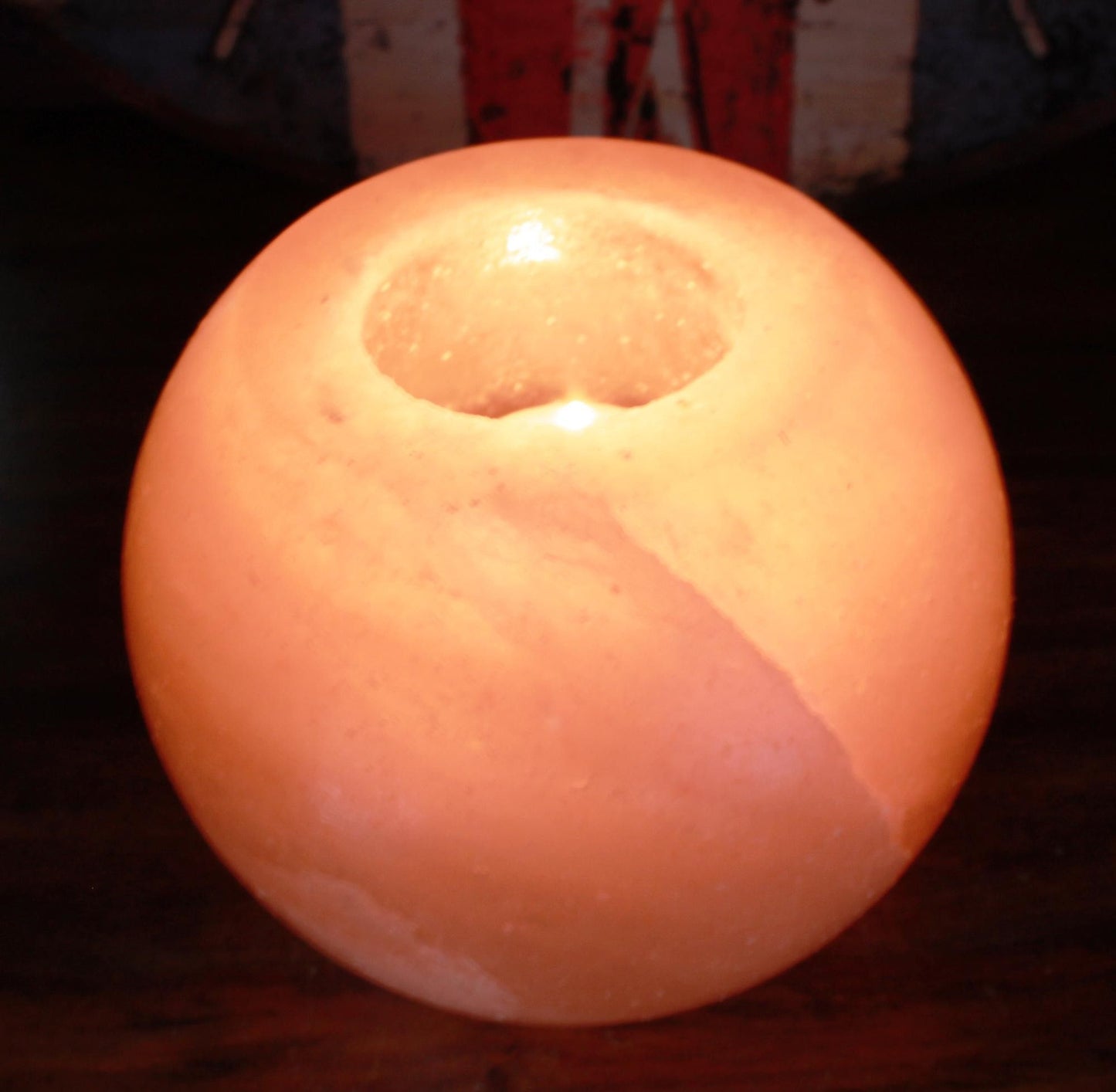 Polished Salt Candle Holder - Round featuring natural patterning and unique variations - Luna Panther