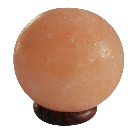 Polished Salt Lamp Ball Big Wooden Base 1 featuring natural patterning and unique variations - Luna Panther alternate view