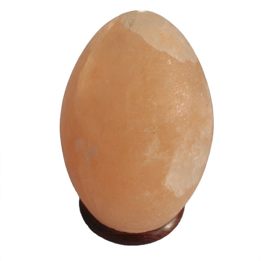Polished Salt Lamp Egg - Wooden Base featuring natural patterning and unique variations - Luna Panther