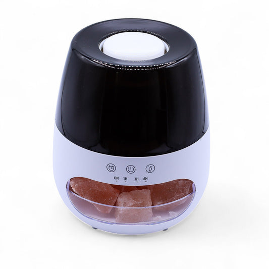 Salt Stone Flame Effect Aroma Diffuser - White USB - Colour Change and Timer - Luna Panther