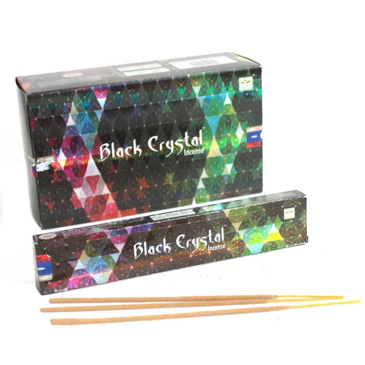 Polished Satya Black Crystal Incense - 15gram featuring natural patterning and unique variations - Luna Panther