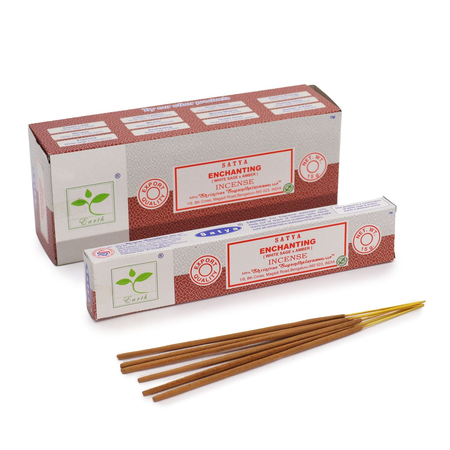 Polished Satya Incense 15gm - Enchanting (White Sage & Amber) featuring natural patterning and unique variations - Luna Panther