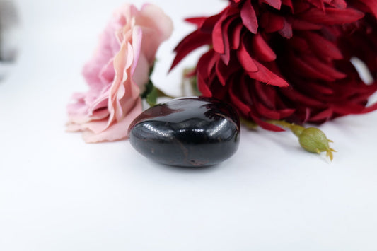 Polished School Black Tourmaline Gallet - 122g featuring deep black tone with natural striations - Luna Panther