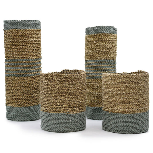 Seagrass & Abu - Abu Raffia Set - 2 Vase & 2 Bins - Luna Panther