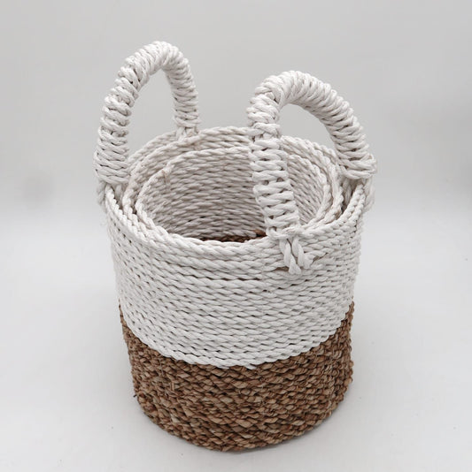 Seagrass Basket Set - Natural White - Luna Panther