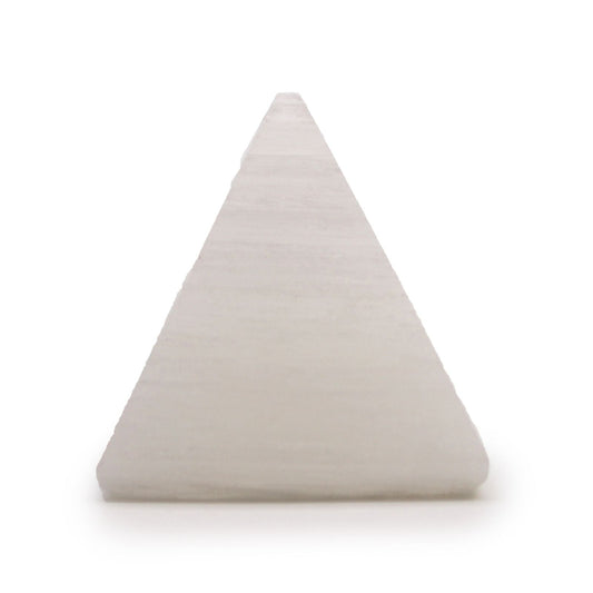 Polished Selenite Pyramid - 5 cm featuring satin white sheen and fibrous texture - Luna Panther