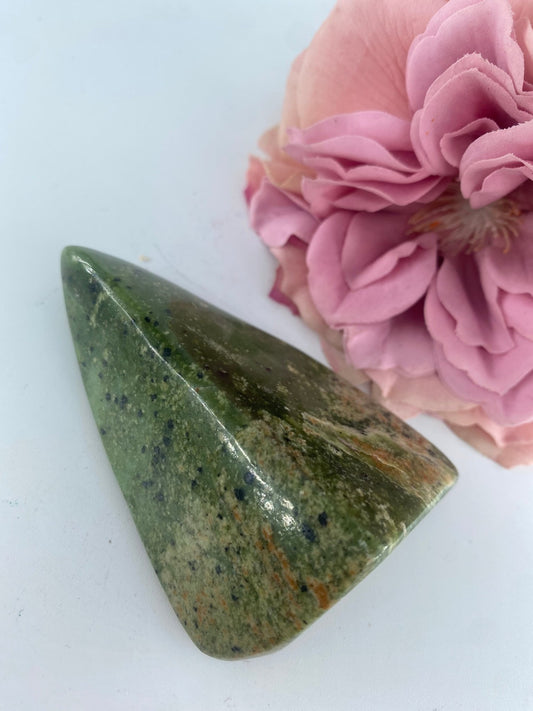 Polished Serpentine Freeform 110 grams featuring mossy green tone with natural veining - Luna Panther