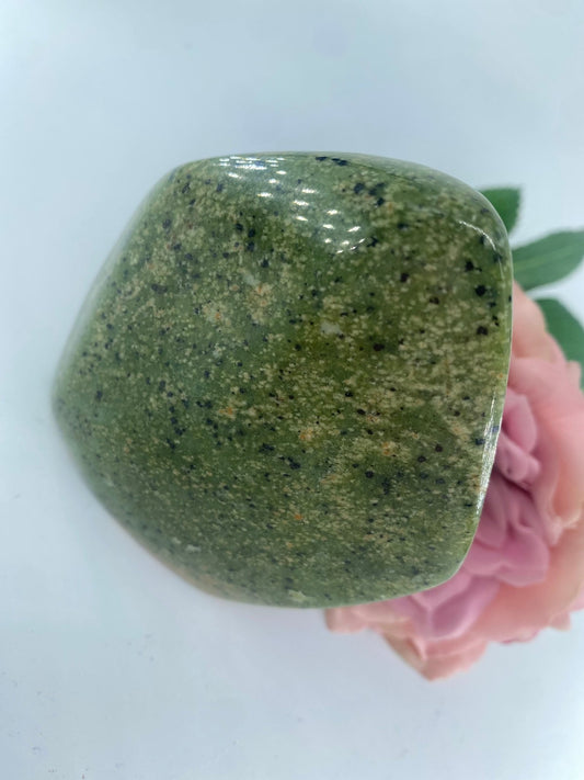 Polished Serpentine Freeform 272 Grams featuring mossy green tone with natural veining - Luna Panther alternate view