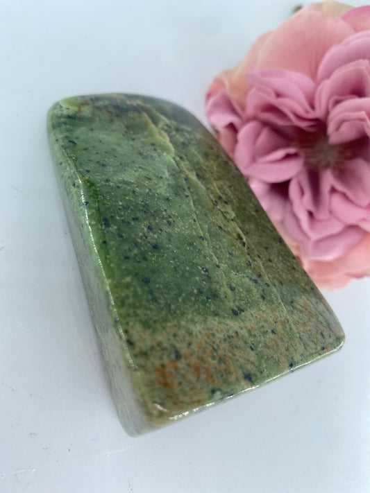 Polished Serpentine Freeform 280 Grams featuring mossy green tone with natural veining - Luna Panther alternate view