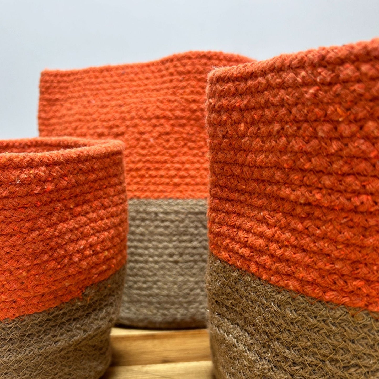 Set of 3 Cotton Rope Storage Baskets - Orange - Luna Panther