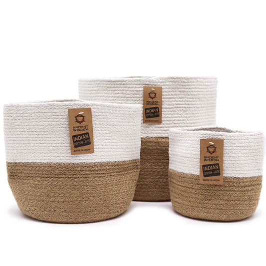 Set of 3 Cotton Rope Storage Baskets - White - Luna Panther