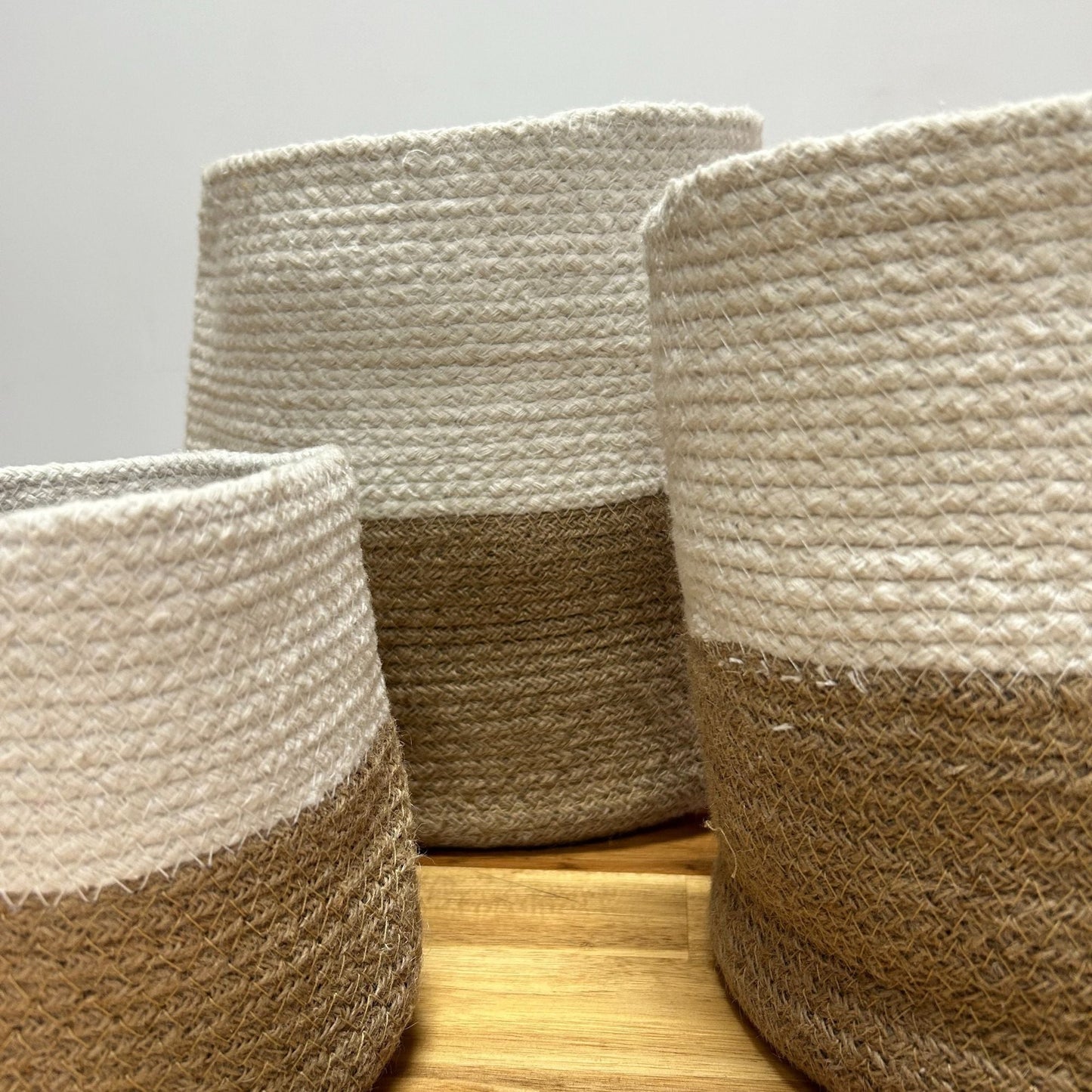 Set of 3 Cotton Rope Storage Baskets - White - Luna Panther