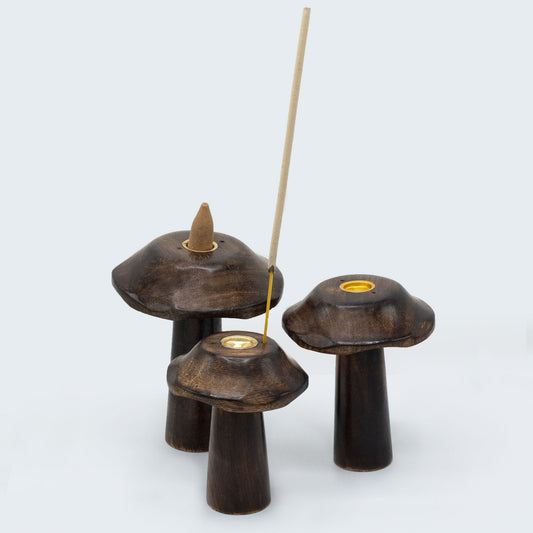 Set of 3 Flat Incense Cone Mushrooms (13cm, 12cm, 11cm) - Luna Panther alternate view