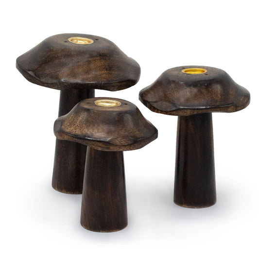 Set of 3 Flat Incense Cone Mushrooms (13cm, 12cm, 11cm) - Luna Panther