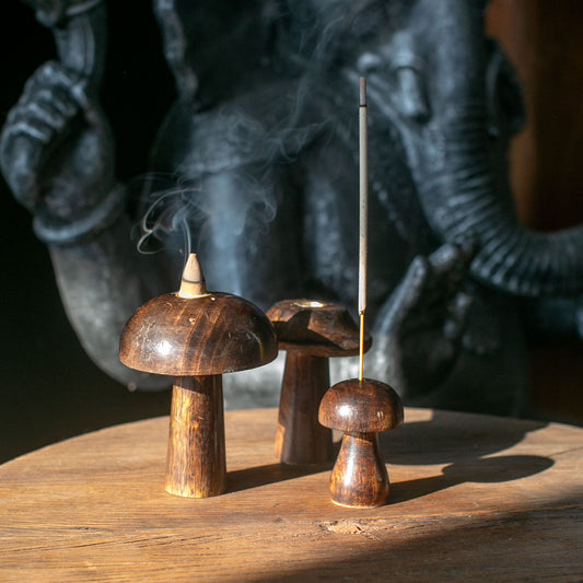 Set of 3 Incense Cone Mushrooms (10cm, 9cm, 8cm) - Luna Panther