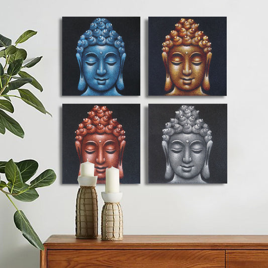 Set of 4 Buddha Heads Sand Detail 40x40cm - Luna Panther alternate view
