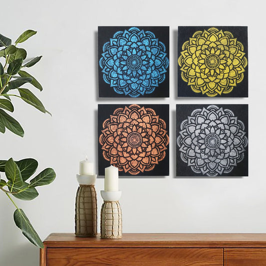 Set of 4 Mandala Brocade Detail 30x30cm - Luna Panther