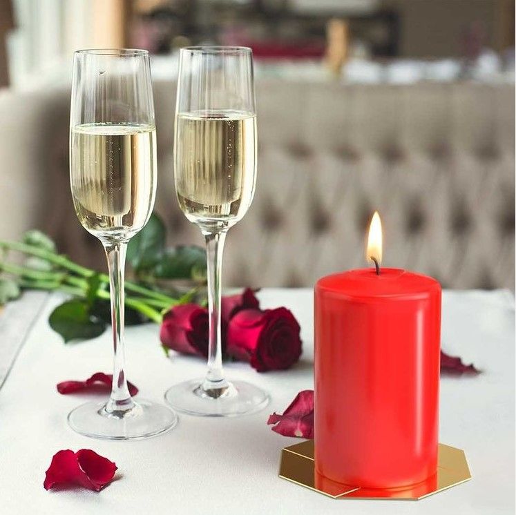Set of 4 Pillar Candles 40x60mm - Red - Luna Panther