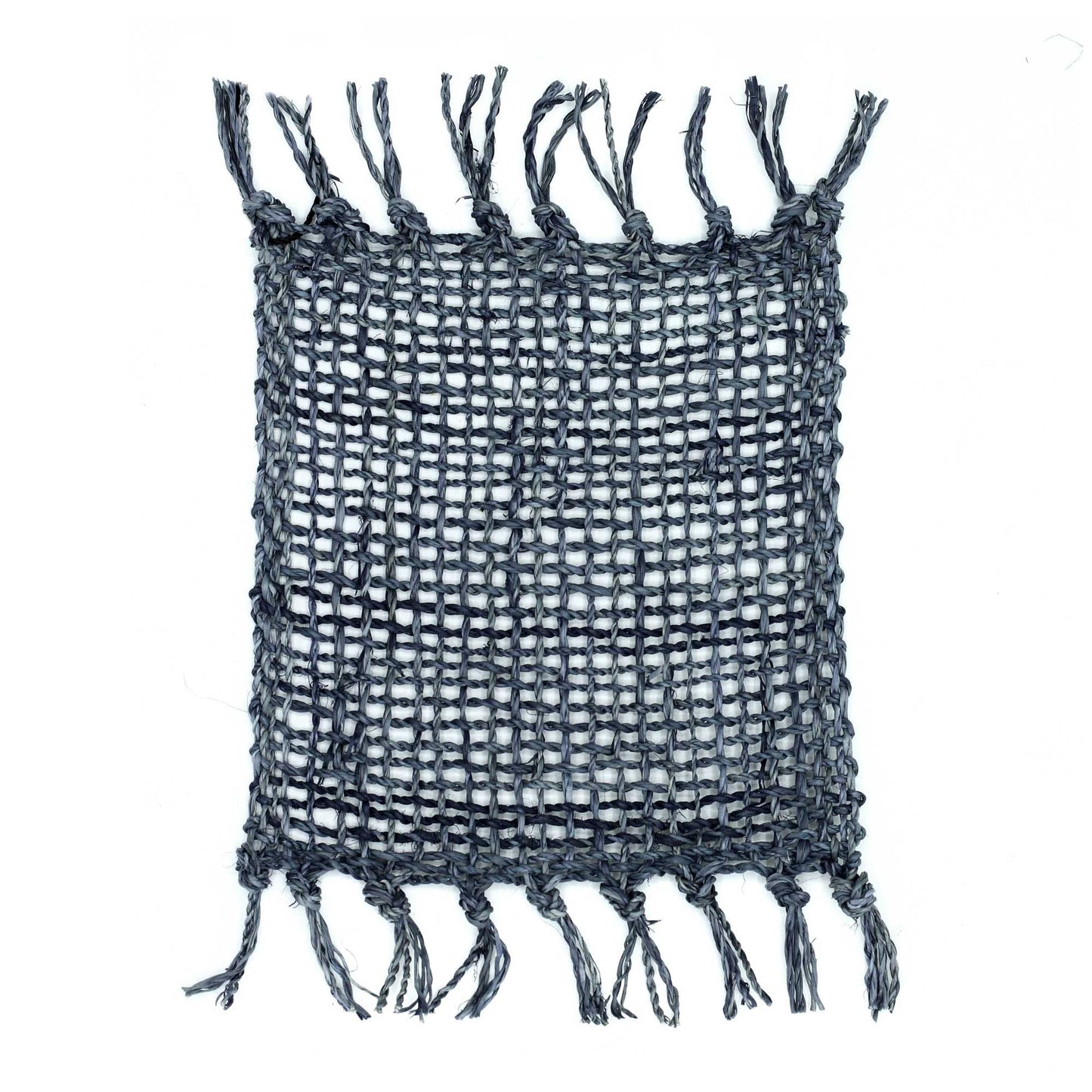 Set of 4 Seagrass Fringe Natural Coasters - Charcoal - Luna Panther
