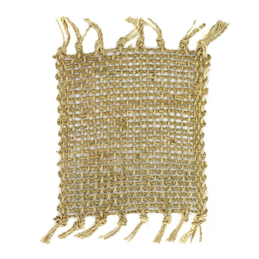 Set of 4 Seagrass Fringe Natural Coasters - Natural - Luna Panther alternate view
