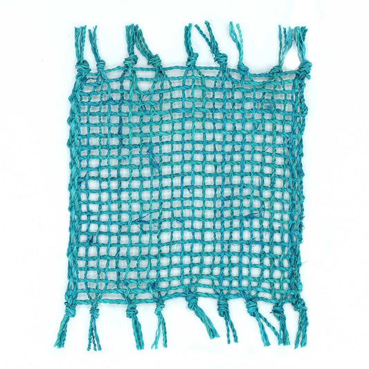 Set of 4 Seagrass Fringe Natural Coasters - Turquoise - Luna Panther alternate view